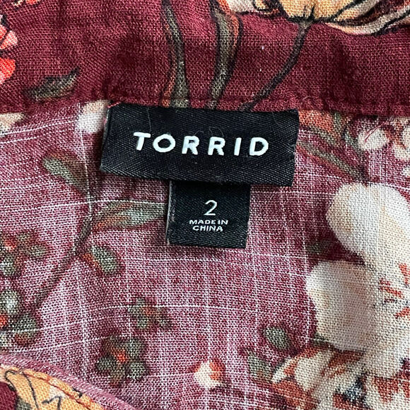 Torrid Top Lace Trim Babydoll Tunic Textured Stretch Rayon Floral Blouse 2X‎ EUC - Picture 8 of 12